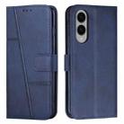 For Samsung Galaxy S25 Edge 5G Stitching Calf Texture Buckle Leather Phone Case(Blue) - 1