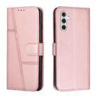 For Samsung Galaxy S25 FE 5G Stitching Calf Texture Buckle Leather Phone Case(Rose Gold) - 1