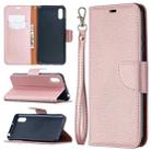 For Xiaomi Redmi 9A Litchi Texture Pure Color Horizontal Flip PU Leather Case with Holder & Card Slots & Wallet & Lanyard(Rose Gold) - 1