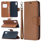 For Xiaomi Redmi 9A Litchi Texture Pure Color Horizontal Flip PU Leather Case with Holder & Card Slots & Wallet & Lanyard(Brown) - 1