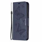 For Samsung Galaxy S25+ 5G Embossing Two Butterflies Pattern Leather Phone Case(Blue) - 3