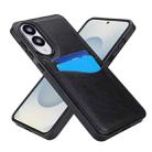 For Samsung Galaxy S25 Edge 5G Litchi Leather Skin Card Slots Phone Case(Black) - 2