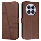 For Redmi Note 14 Pro 5G Global Stitching Calf Texture Buckle Leather Phone Case(Brown) - 1