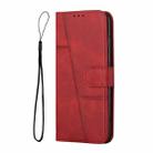 For Redmi Note 14 Pro 5G Stitching Calf Texture Buckle Leather Phone Case(Red) - 2