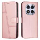 For Redmi Note 14 Pro 5G Global Stitching Calf Texture Buckle Leather Phone Case(Rose Gold) - 1