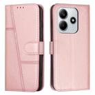 For Redmi Note 14 5G Stitching Calf Texture Buckle Leather Phone Case(Rose Gold) - 1