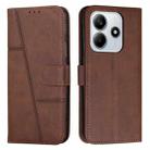 For Redmi Note 14 4G 163.25mm Stitching Calf Texture Buckle Leather Phone Case(Brown) - 1