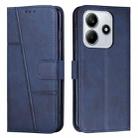 For Redmi Note 14 4G 163.25mm Stitching Calf Texture Buckle Leather Phone Case(Blue) - 1