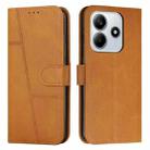 For Redmi Note 14 4G 163.25mm Stitching Calf Texture Buckle Leather Phone Case(Yellow) - 1