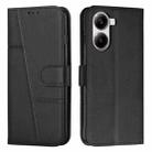 For Redmi Turbo 4 / Xiaomi Poco X7 Pro Stitching Calf Texture Buckle Leather Phone Case(Black) - 1