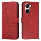 For Redmi Turbo 4 / Xiaomi Poco X7 Pro Stitching Calf Texture Buckle Leather Phone Case(Red) - 1