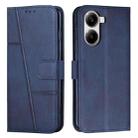 For Redmi Turbo 4 / Xiaomi Poco X7 Pro Stitching Calf Texture Buckle Leather Phone Case(Blue) - 1