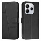 For Redmi Note 14 4G 164.84mm Stitching Calf Texture Buckle Leather Phone Case(Black) - 1