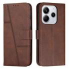 For Redmi Note 14 4G 164.84mm Stitching Calf Texture Buckle Leather Phone Case(Brown) - 1