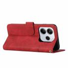 For Redmi Note 14 4G 164.84mm Stitching Calf Texture Buckle Leather Phone Case(Red) - 3