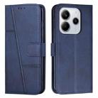 For Redmi Note 14 4G 164.84mm Stitching Calf Texture Buckle Leather Phone Case(Blue) - 1