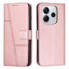 For Redmi Note 14 4G 164.84mm Stitching Calf Texture Buckle Leather Phone Case(Rose Gold) - 1