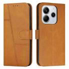 For Redmi Note 14 4G 164.84mm Stitching Calf Texture Buckle Leather Phone Case(Yellow) - 1