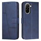 For Redmi A5 4G 171.7mm / Poco C71 Stitching Calf Texture Buckle Leather Phone Case(Blue) - 1