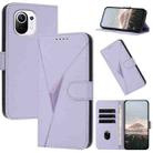 For Xiaomi Mi 11 Triangle Pattern Buckle Clasp Leather Phone Case(Light Purple) - 1