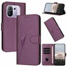For Xiaomi Mi 11 Pro Triangle Pattern Buckle Clasp Leather Phone Case(Dark Purple) - 1