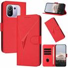 For Xiaomi Mi 11 Pro Triangle Pattern Buckle Clasp Leather Phone Case(Red) - 1