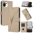 For Xiaomi Mi 11 Lite Triangle Pattern Buckle Clasp Leather Phone Case(Gold) - 1