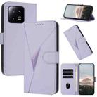 For Xiaomi 13 Triangle Pattern Buckle Clasp Leather Phone Case(Light Purple) - 1