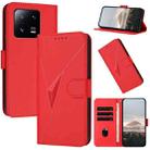 For Xiaomi 13 Pro Triangle Pattern Buckle Clasp Leather Phone Case(Red) - 1