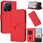 For Xiaomi 13T Triangle Pattern Buckle Clasp Leather Phone Case(Red) - 1