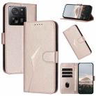 For Xiaomi 13T Triangle Pattern Buckle Clasp Leather Phone Case(Rose Gold) - 1