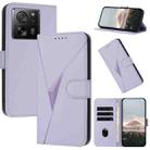 For Xiaomi 13T Triangle Pattern Buckle Clasp Leather Phone Case(Light Purple) - 1