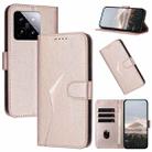 For Xiaomi 14 Triangle Pattern Buckle Clasp Leather Phone Case(Rose Gold) - 1