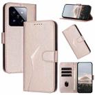 For Xiaomi 14 Pro Triangle Pattern Buckle Clasp Leather Phone Case(Rose Gold) - 1