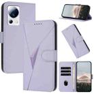 For Xiaomi Civi 2 Triangle Pattern Buckle Clasp Leather Phone Case(Light Purple) - 1