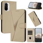 For Xiaomi Poco F3 Triangle Pattern Buckle Clasp Leather Phone Case(Gold) - 1