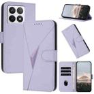 For Xiaomi 14T Triangle Pattern Buckle Clasp Leather Phone Case(Light Purple) - 1