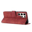 For Samsung Galaxy S25 Ultra 5G Skin Feel Stripe Pattern Leather Phone Case with Long Lanyard(Red) - 3