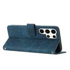 For Samsung Galaxy S25 Ultra 5G Skin Feel Stripe Pattern Leather Phone Case with Long Lanyard(Blue) - 3