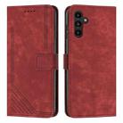 For Samsung Galaxy S25 / S24 5G Skin Feel Stripe Pattern Leather Phone Case with Long Lanyard(Red) - 1