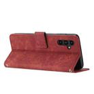 For Samsung Galaxy S25 / S24 5G Skin Feel Stripe Pattern Leather Phone Case with Long Lanyard(Red) - 3