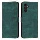 For Samsung Galaxy S25 / S24 5G Skin Feel Stripe Pattern Leather Phone Case with Long Lanyard(Green) - 1