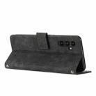 For Samsung Galaxy S25 / S24 5G Skin Feel Stripe Pattern Leather Phone Case with Long Lanyard(Black) - 3