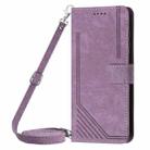 For Samsung Galaxy S25 / S24 5G Skin Feel Stripe Pattern Leather Phone Case with Long Lanyard(Purple) - 2