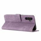 For Samsung Galaxy S25 / S24 5G Skin Feel Stripe Pattern Leather Phone Case with Long Lanyard(Purple) - 3