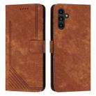 For Samsung Galaxy S25+ / S24+ 5G Skin Feel Stripe Pattern Leather Phone Case with Long Lanyard(Brown) - 1