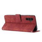 For Samsung Galaxy S25+ / S24+ 5G Skin Feel Stripe Pattern Leather Phone Case with Long Lanyard(Red) - 3