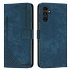For Samsung Galaxy S25+ / S24+ 5G Skin Feel Stripe Pattern Leather Phone Case with Long Lanyard(Blue) - 1