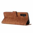 For Samsung Galaxy S25 FE 5G Skin Feel Stripe Pattern Leather Phone Case with Lanyard(Brown) - 3