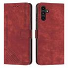 For Samsung Galaxy S25 FE 5G Skin Feel Stripe Pattern Leather Phone Case with Lanyard(Red) - 1